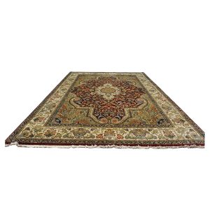 Indian Tabriz Wool 9x12 Red & Ivory Handmade Area Rug — ALL RUGS | Ashly Fine Rugs Houston TX