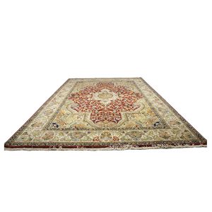 Indian Tabriz Wool 9x12 Red & Ivory Handmade Area Rug — ALL RUGS | Ashly Fine Rugs Houston TX