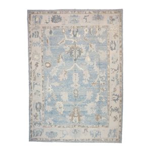 21st Century Turkish Oushak 11x15 Soft Blue & Ivory Palette Handmade Area Rug